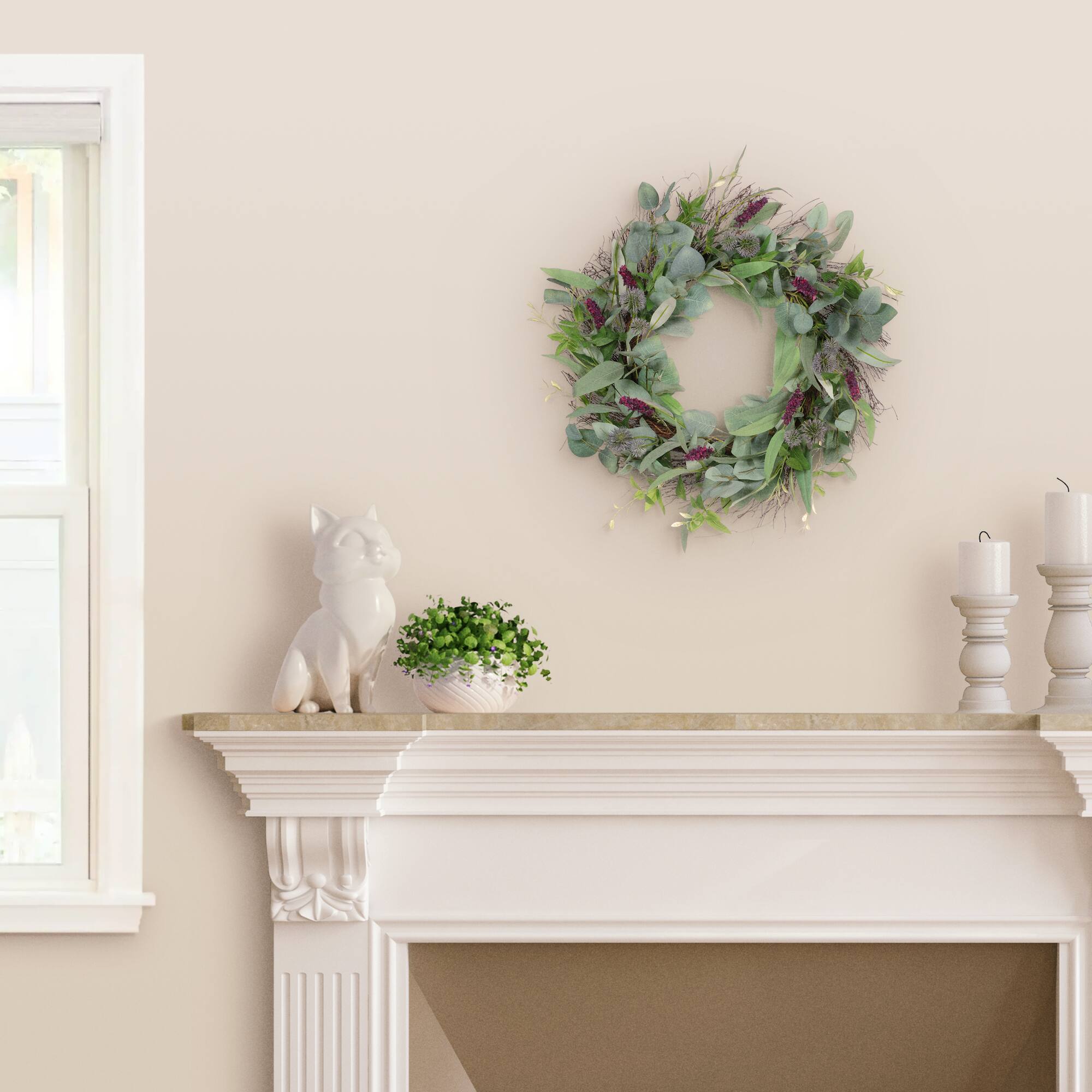 24" Spring Lavender & Thistle Wreath